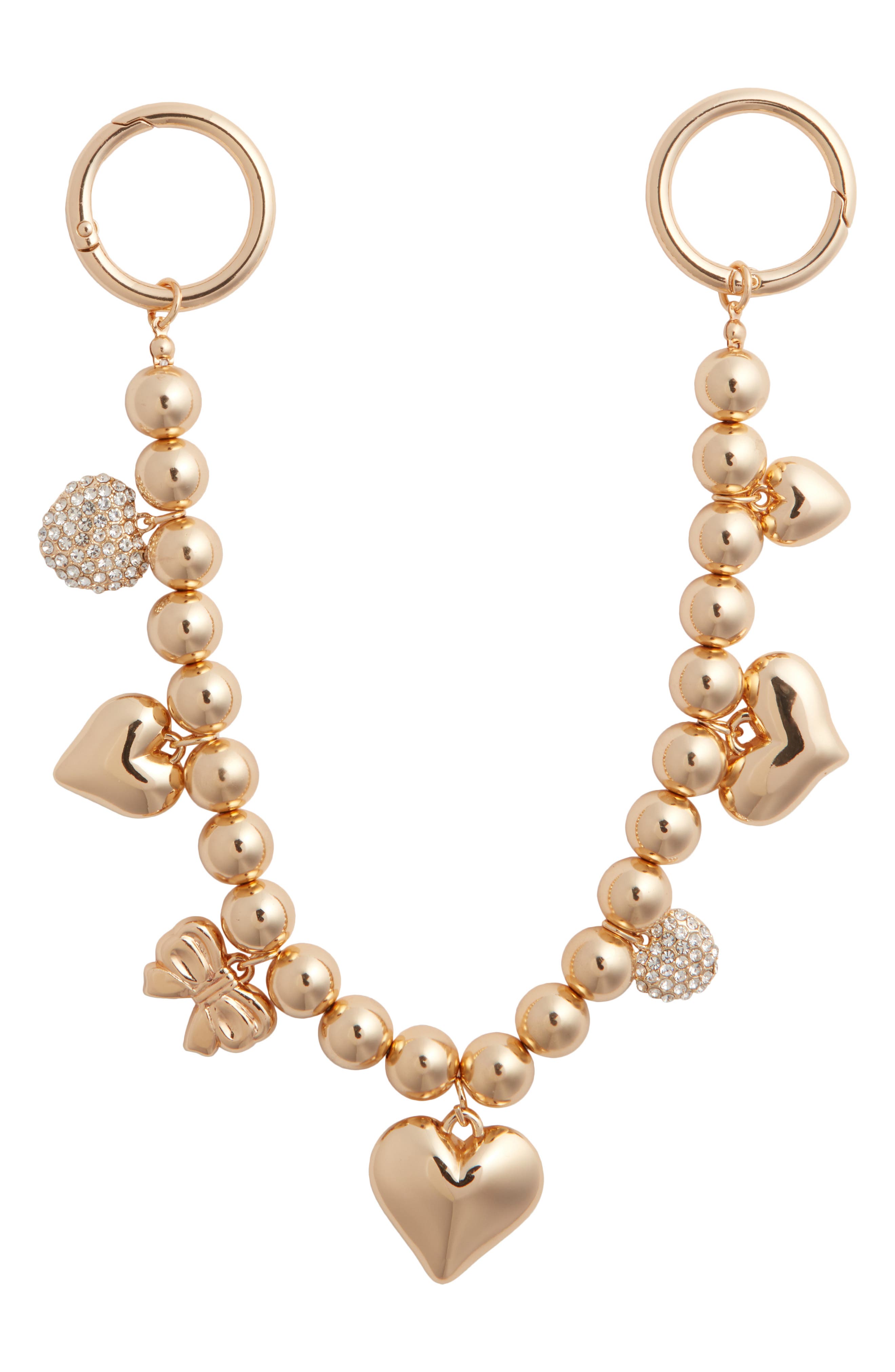 Chelsea28 Heart Bag Charm, Main, color, Clear- Gold