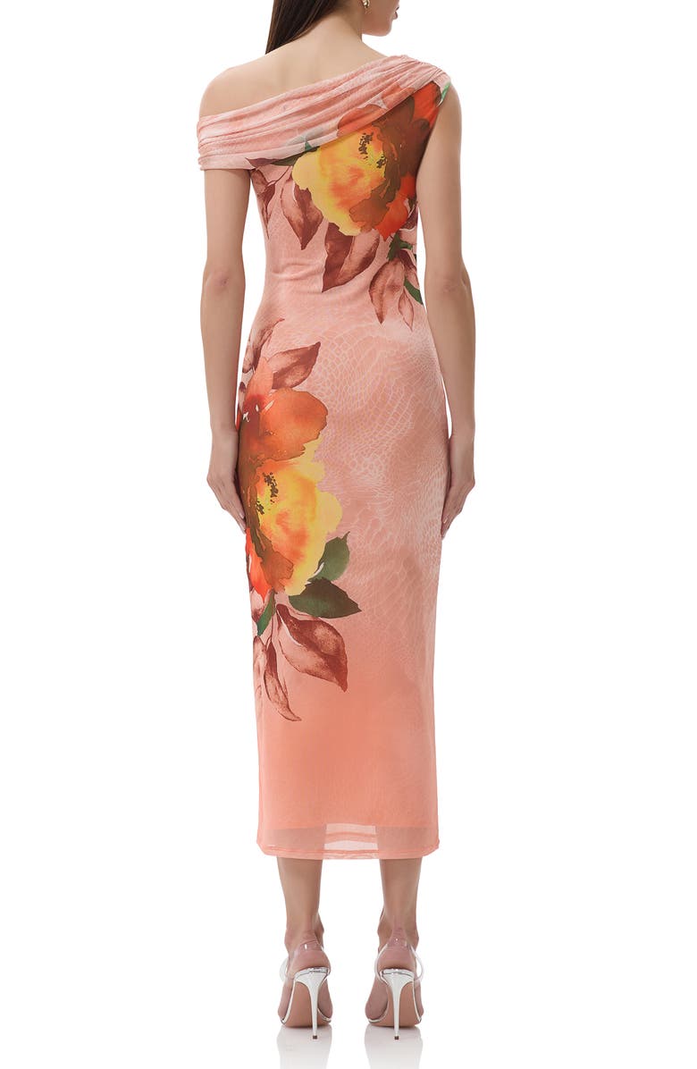 AFRM Holden One-Shoulder Stretch Mesh Dress, Alternate, color, Snake Bloom
