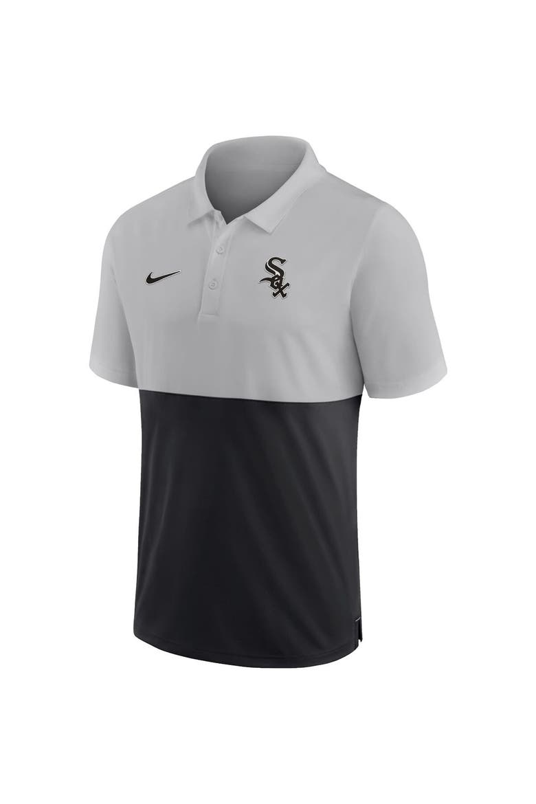 Men's Nike Silver/Black Chicago White Sox Team Baseline Striped Performance Polo, Alternate, color, Silver