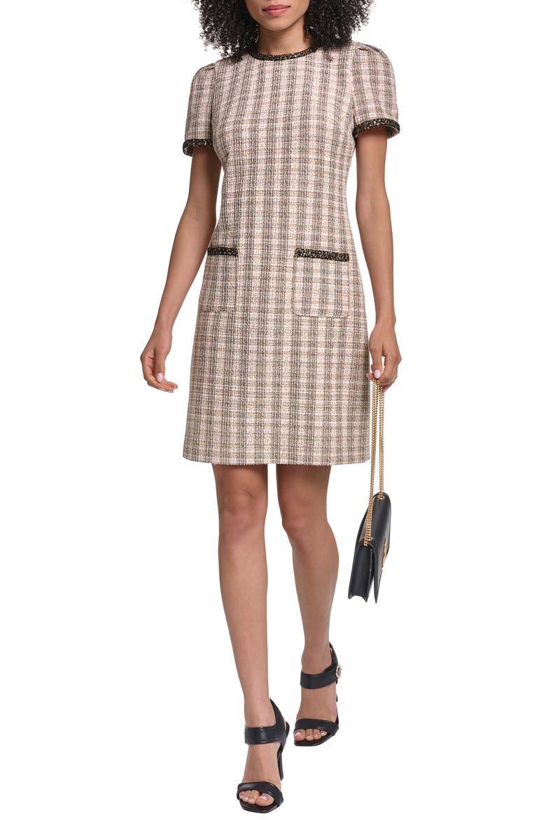 Metallic Tweed Sheath Dress, Alternate, color, ESPRESSO MULTI