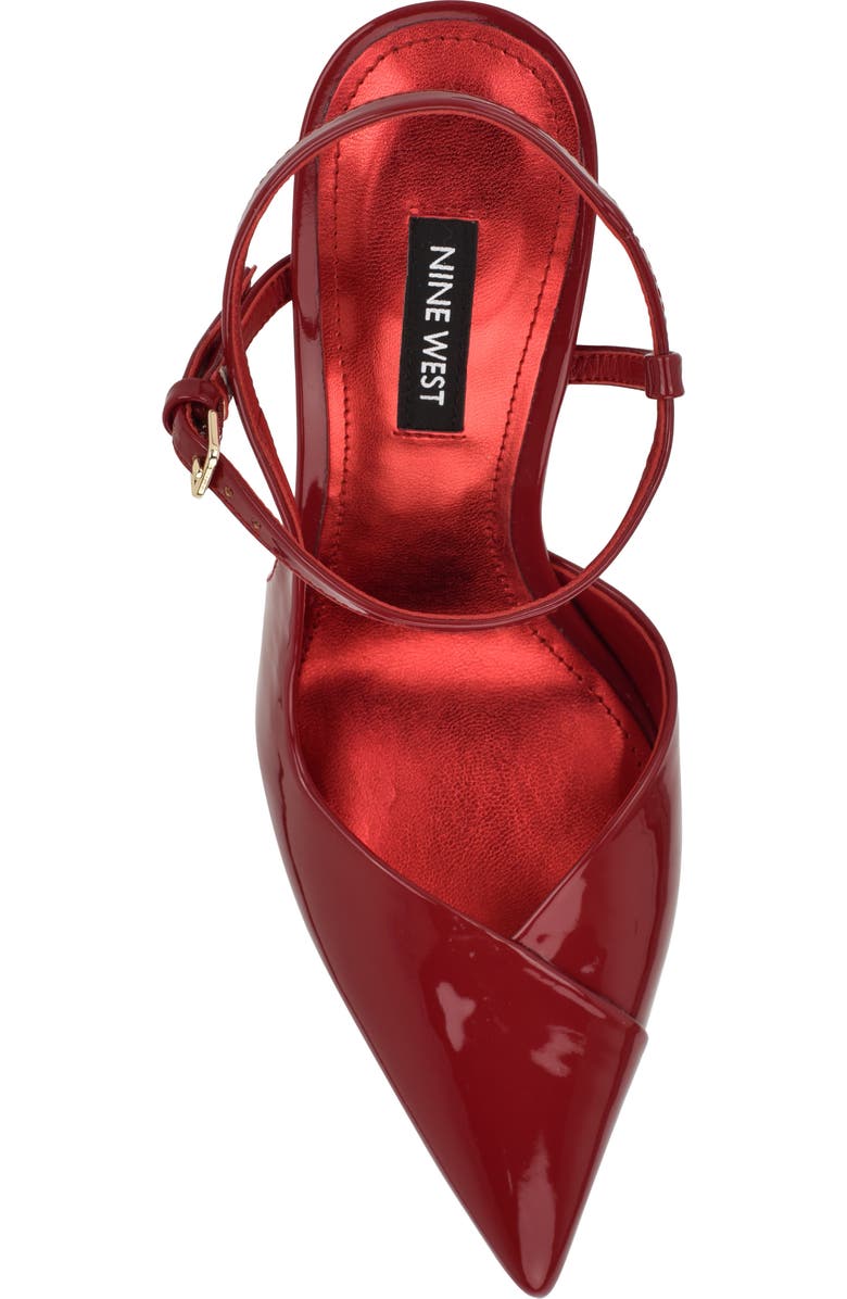 Nine West Franka Ankle Strap Pointed Toe Pump, Alternate, color, Dark Red