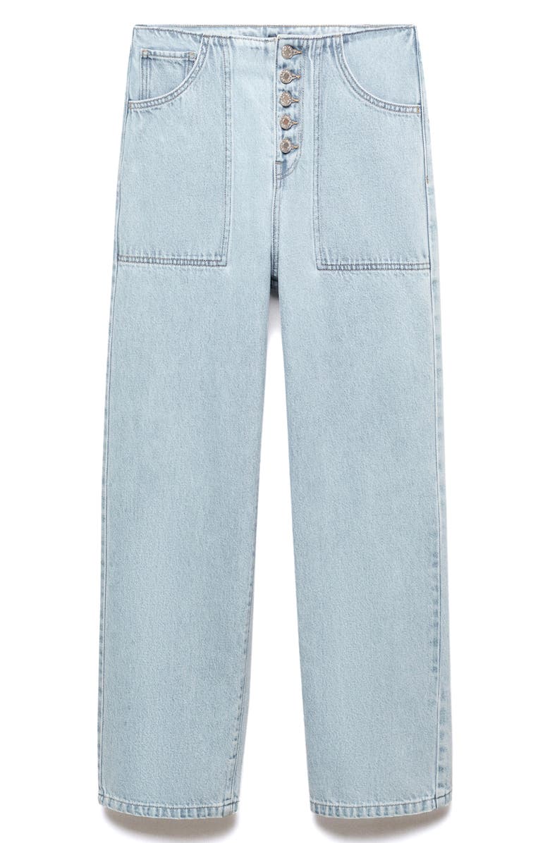 MANGO High Waist Crop Straight Leg Jeans, Alternate, color, 