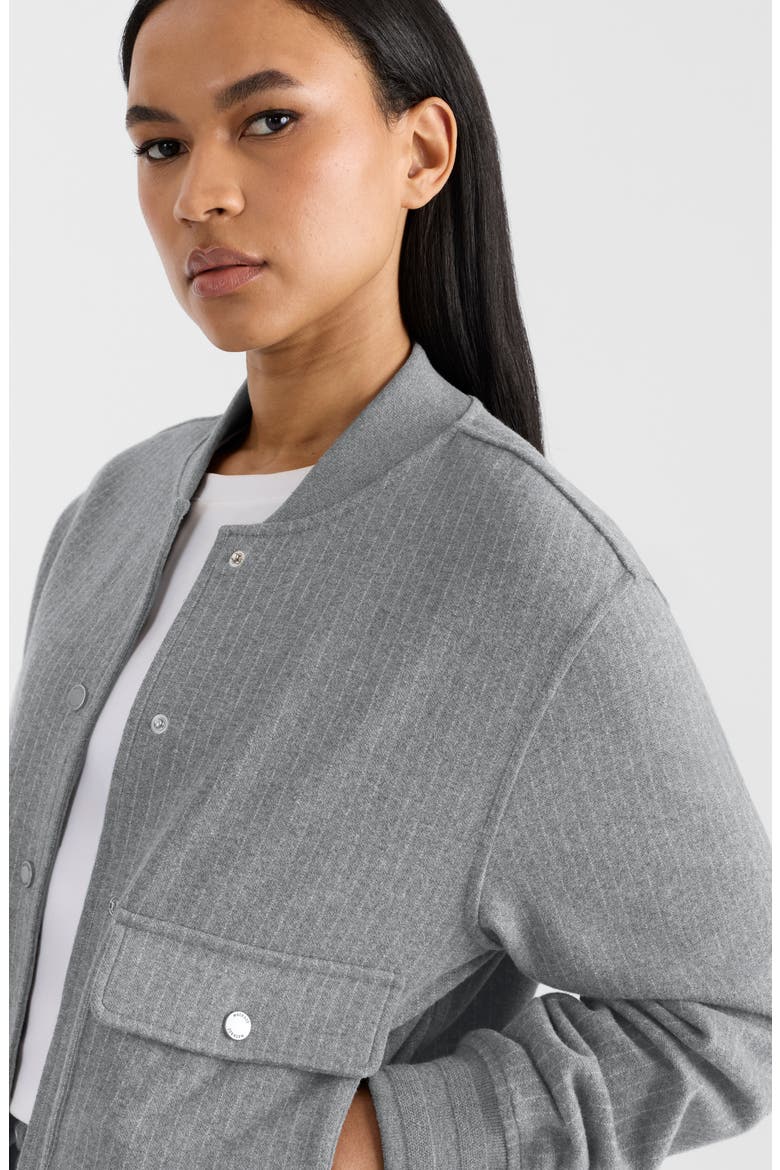Juniper Chalk Stripe Cotton Blend Bomber Jacket, Alternate, color, LIGHT GREY MIX-CREAM