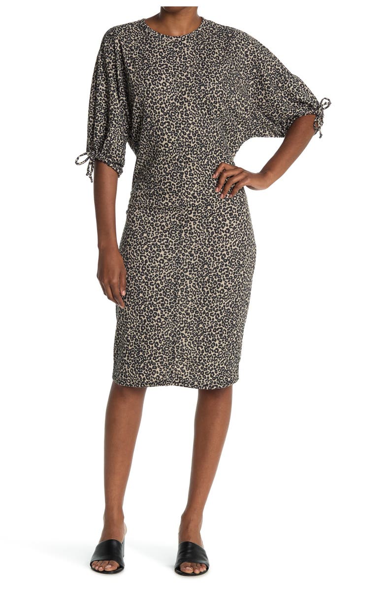 Velvet Torch Balloon Sleeve Midi Dress, Main, color, 