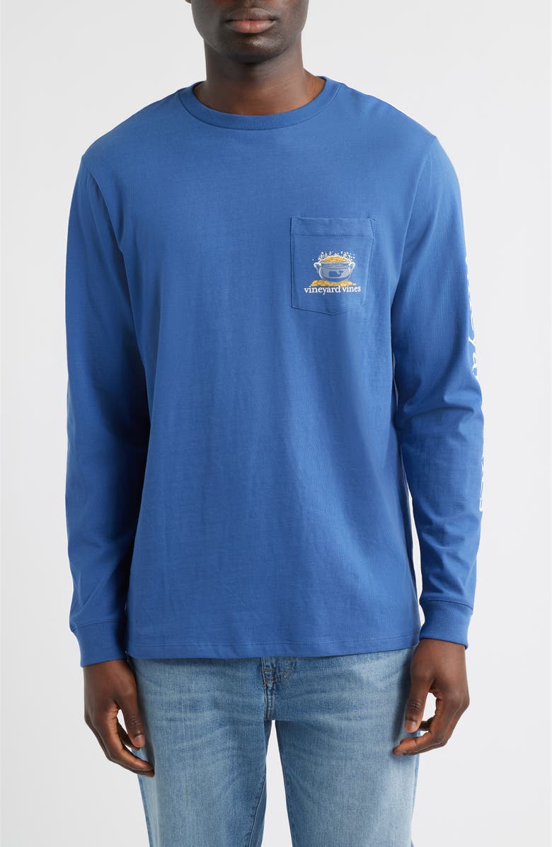 vineyard vines St. Patty's Day Long Sleeve Cotton Graphic Pocket T-Shirt, Main, color, Moonshine