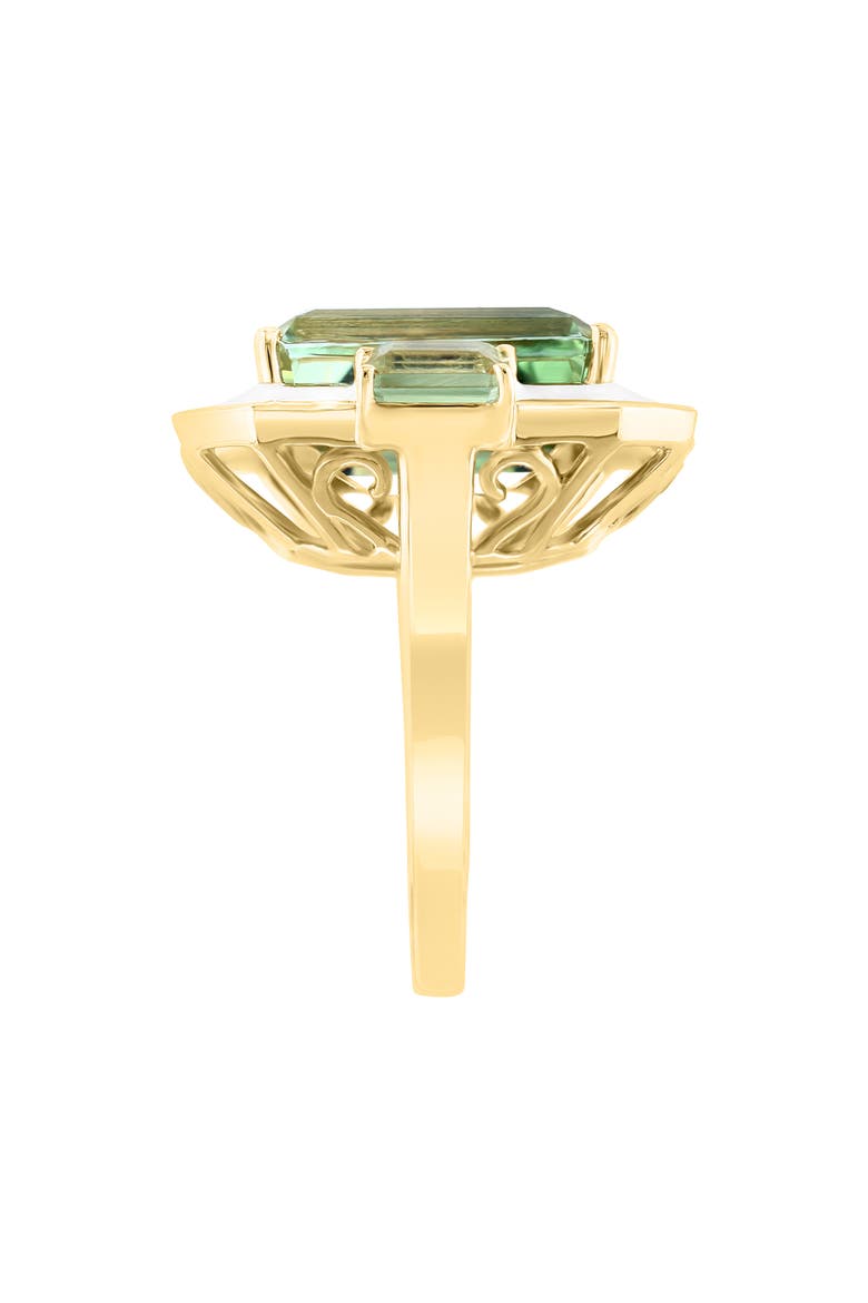 14K Yellow Gold Diamond Prasiolite Ring - 0.01 ctw., Alternate, color, GREEN