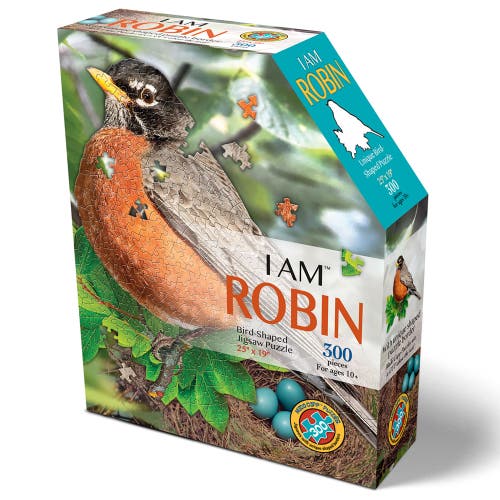 Madd Capp I Am Robin 300 Piece Jigsaw Puzzle Bird Shaped Puzzle, 25X19" in Multicolored  product