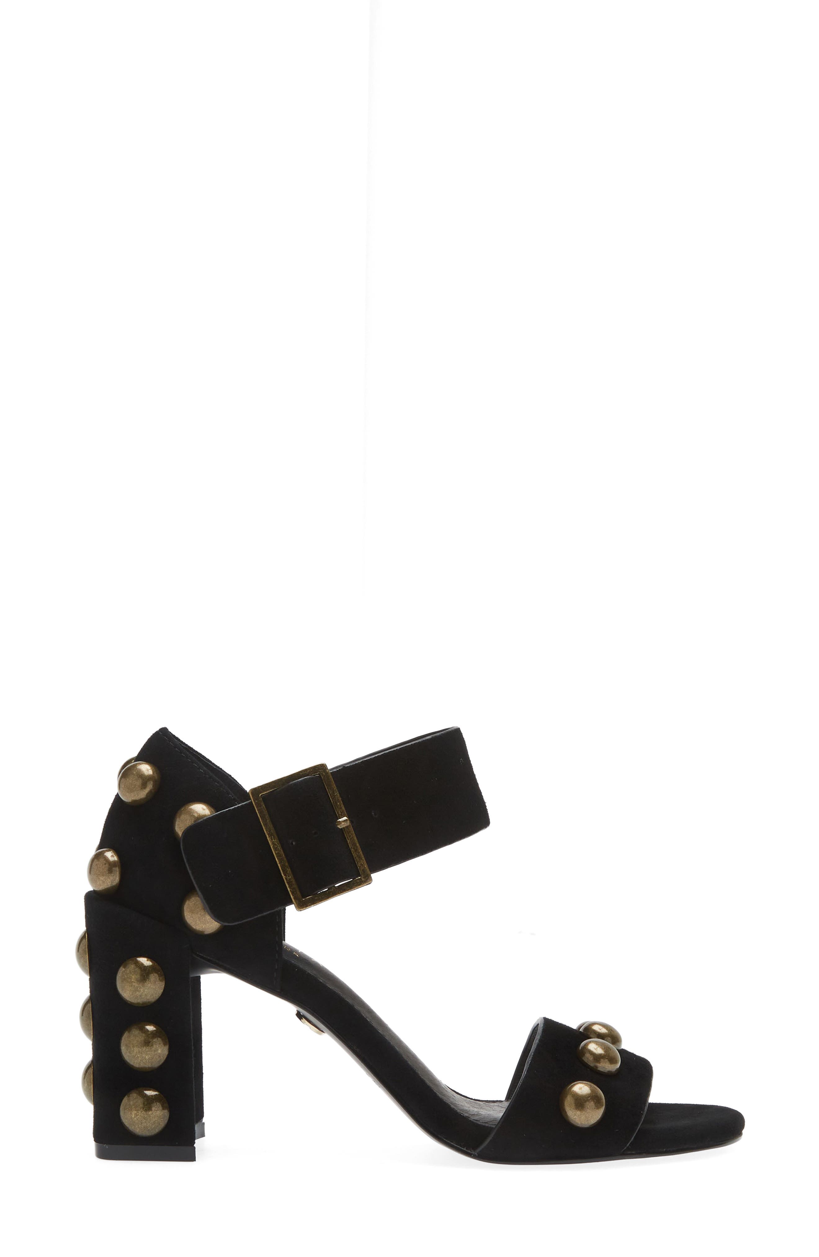 Cecelia New York Gail Stud Sandal, Alternate, color, Black Suede