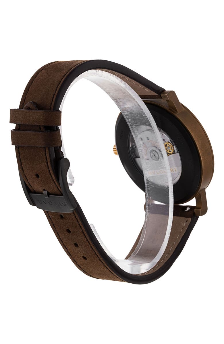 Watchfinder & Co. Bvlgari Preowned 2022 Solotempo 102977 Leather Strap Watch, 41mm, Alternate, color, Black/Brown