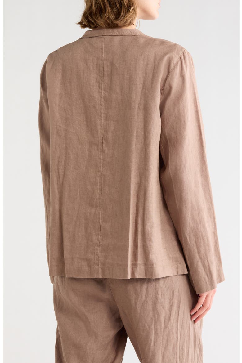 High Collar Organic Linen Jacket, Alternate, color, COCOA