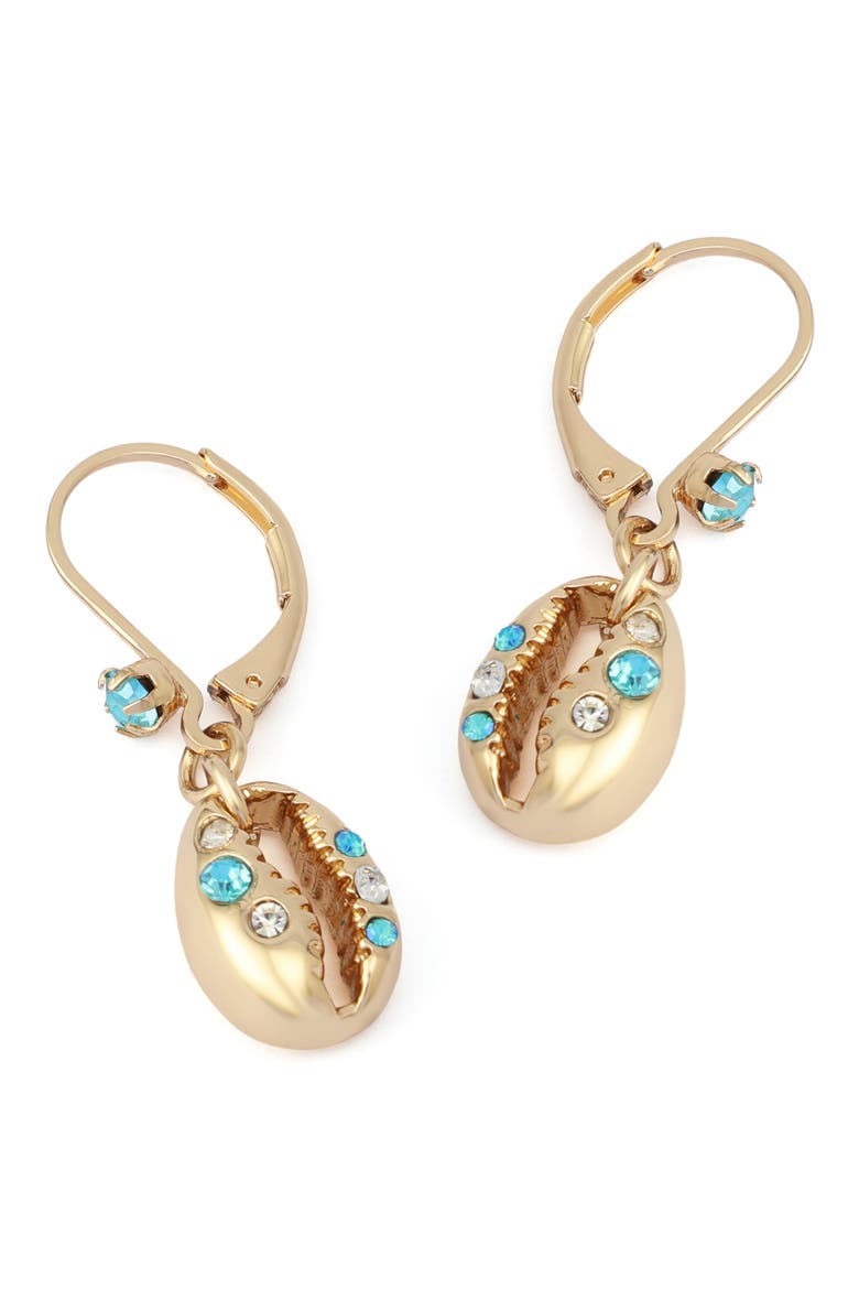 Shell Leverback Earrings, Alternate, color, GOLD/ BLUE