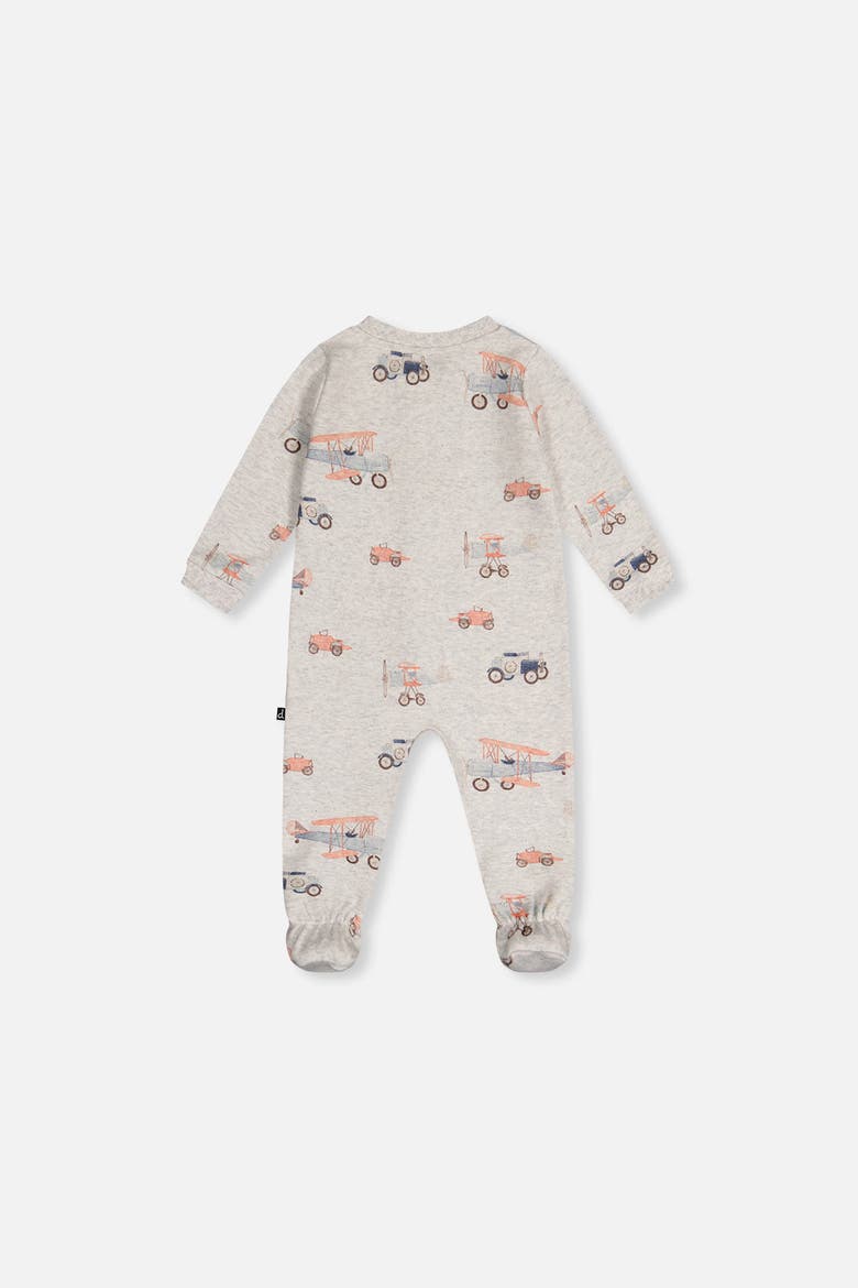 Airplane Organic Cotton Front Zipper Footed One Piece Pajama, Alternate, color, Beige Printed Airplanes