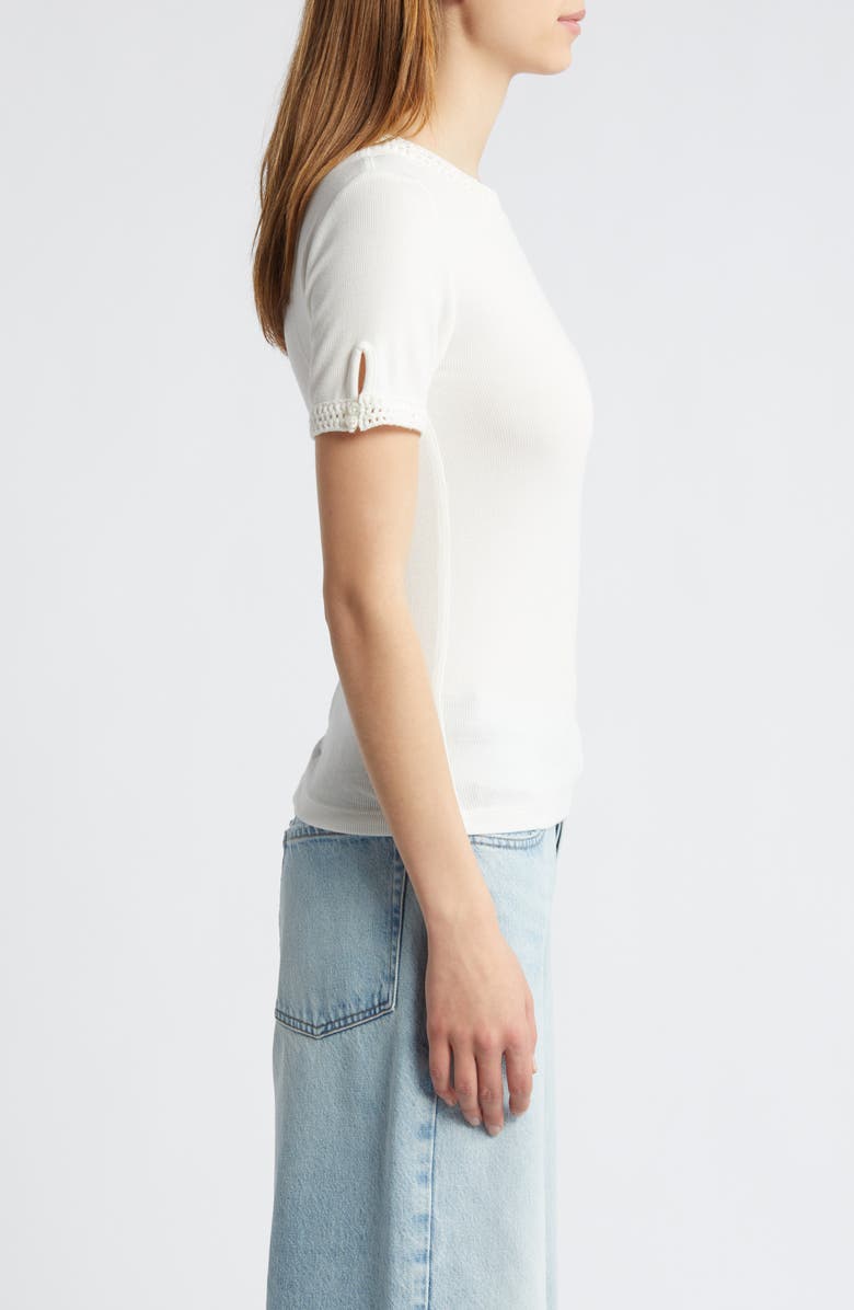 FRAME Crochet Trim Stretch Modal T-Shirt, Alternate, color, White