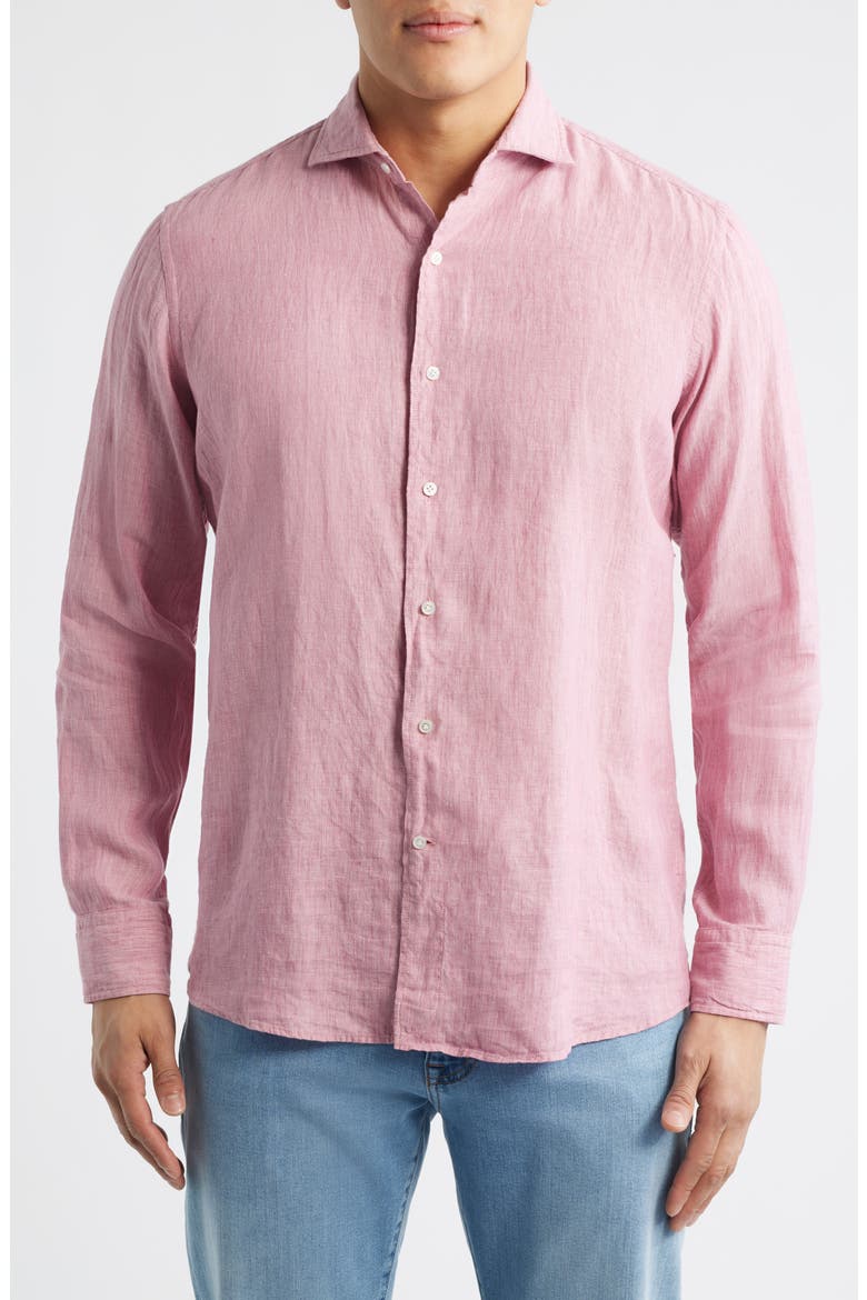 Astino Lino Tailored Fit Linen Button-Up Shirt, Main, color, ROSE QUARTZ