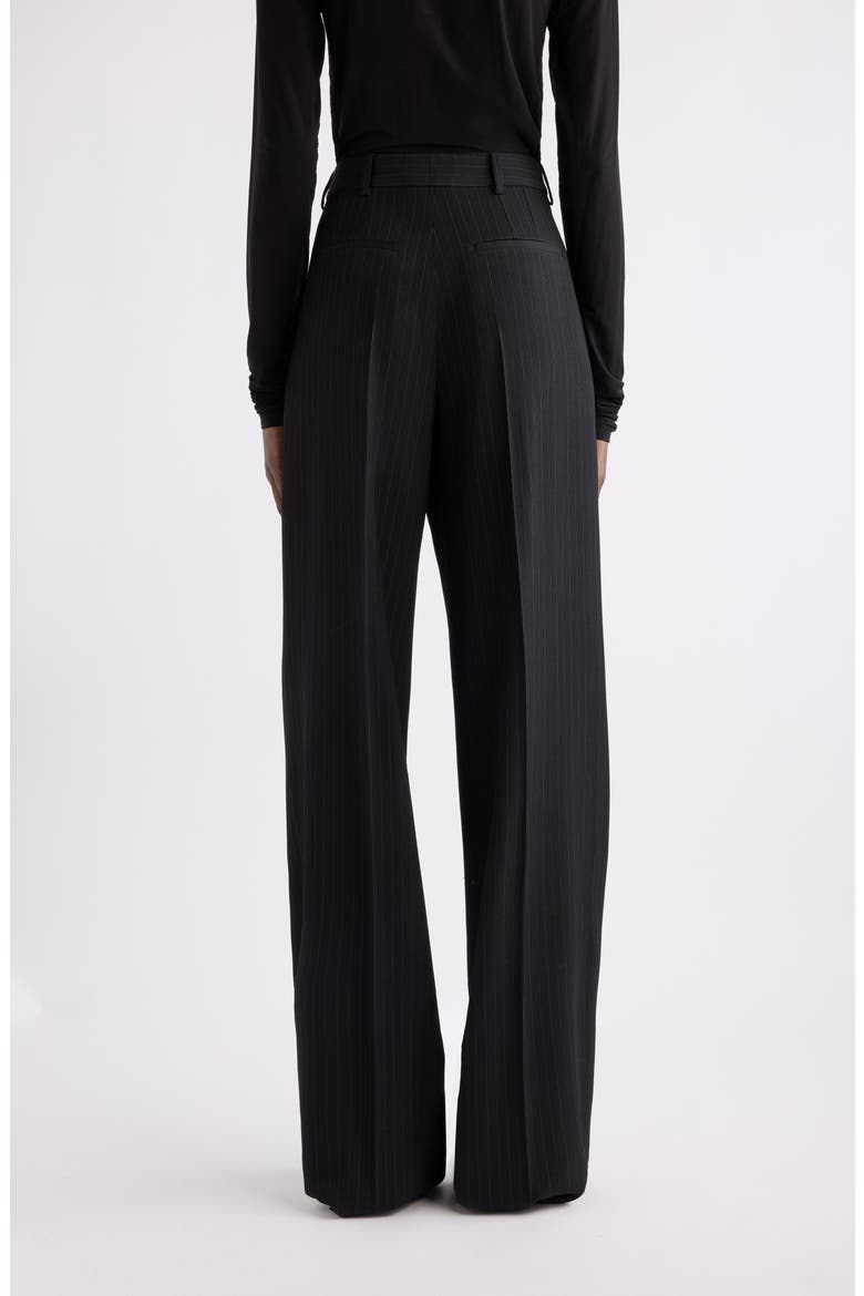Pinstripe Wide Leg Pants, Alternate, color, NOIR/ GRIS