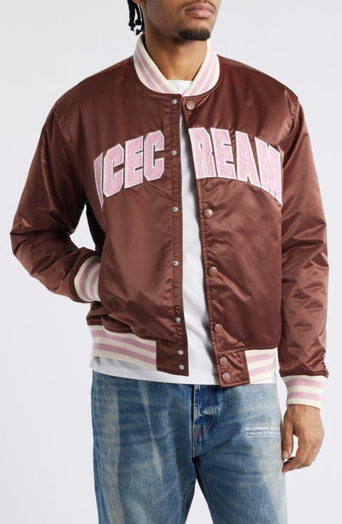 University Satin Graphic Snap-Up Jacket