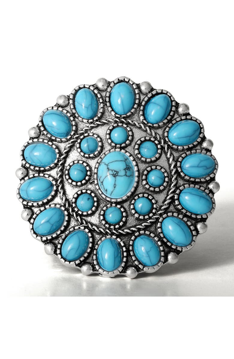 Jessica Simpson Turquoise Stone Ring, Main, color, Silver, Turquoise