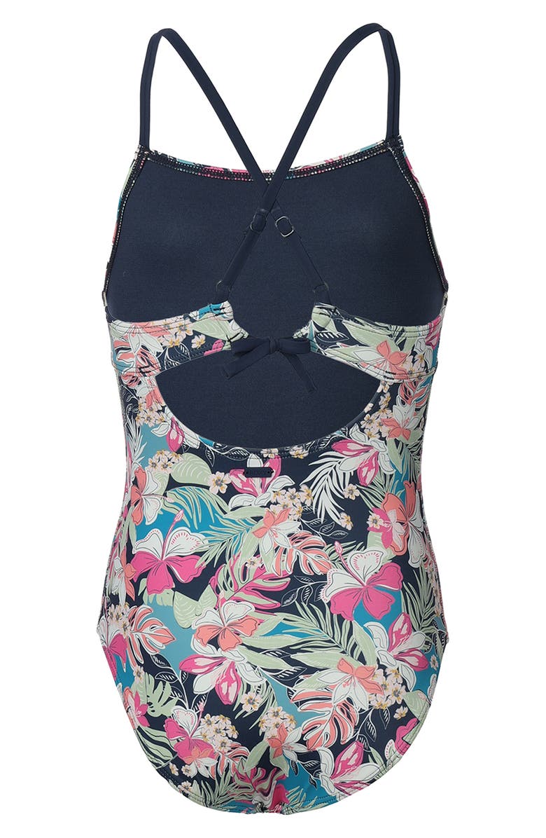 Roxy Kids' Moody Tropical One-Piece Swimsuit, Alternate, color, Mood Indigo