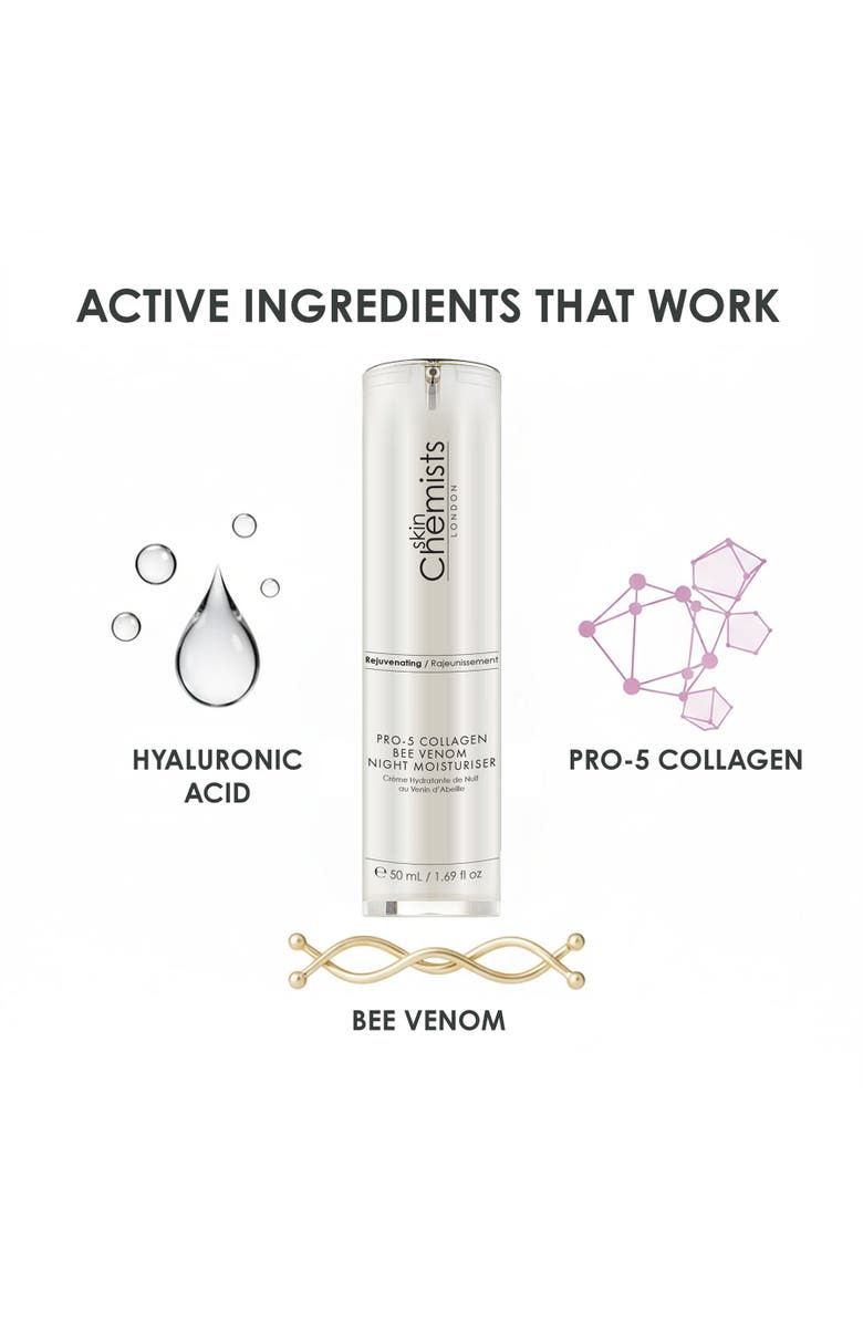SKINCHEMISTS Pro-5 Collagen Bee Venom Night Moisturiser 50ml for Loss of Firmness, Anti-Aging, Alternate, color, White