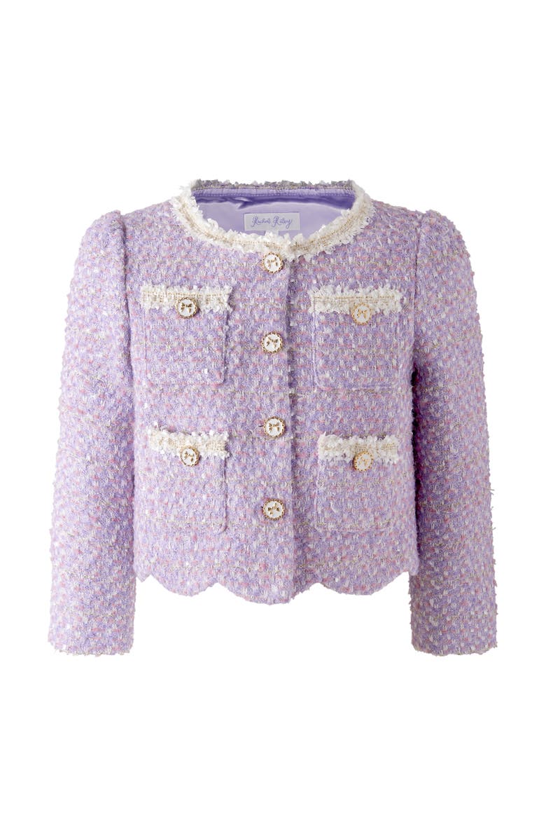 Rachel Riley Tweed Scalloped Skirt Set, Main, color, Purple