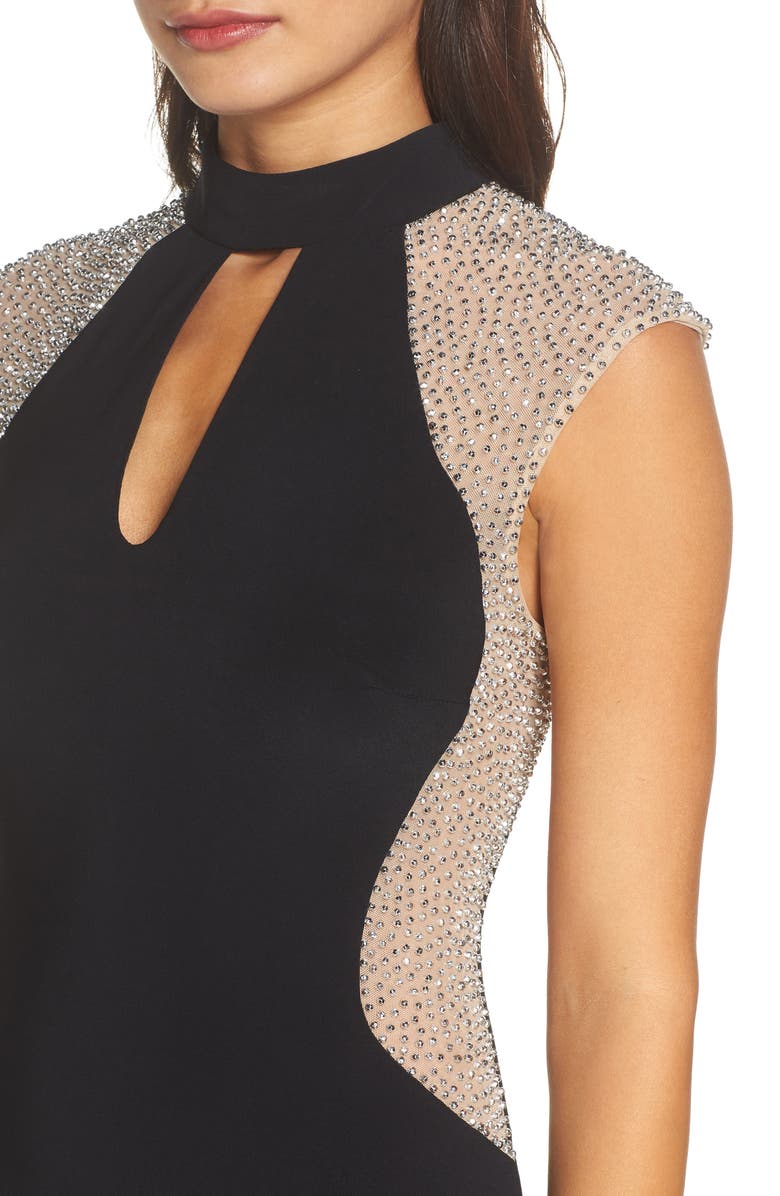 Xscape Evenings Xscape Caviar Beaded Keyhole Dress, Alternate, color, 