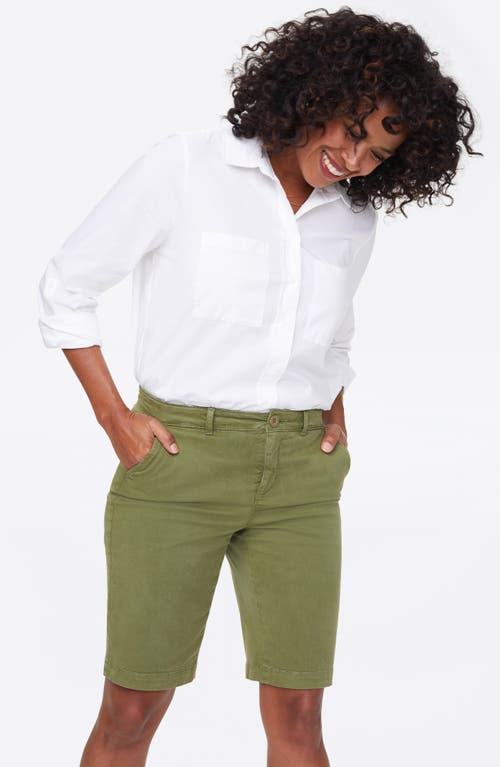 Nydj Stretch Cotton Blend Twill Bermuda Shorts In Green