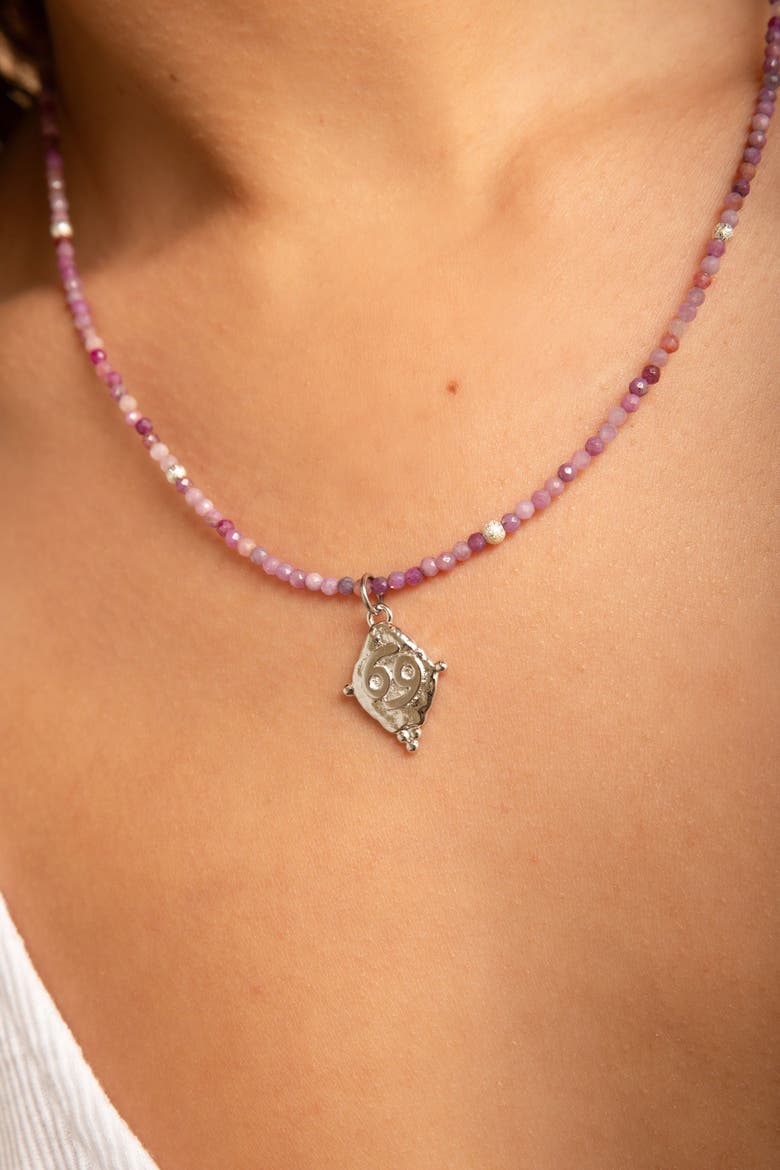 Cancer Zodiac Choker Necklace, Alternate, color, White