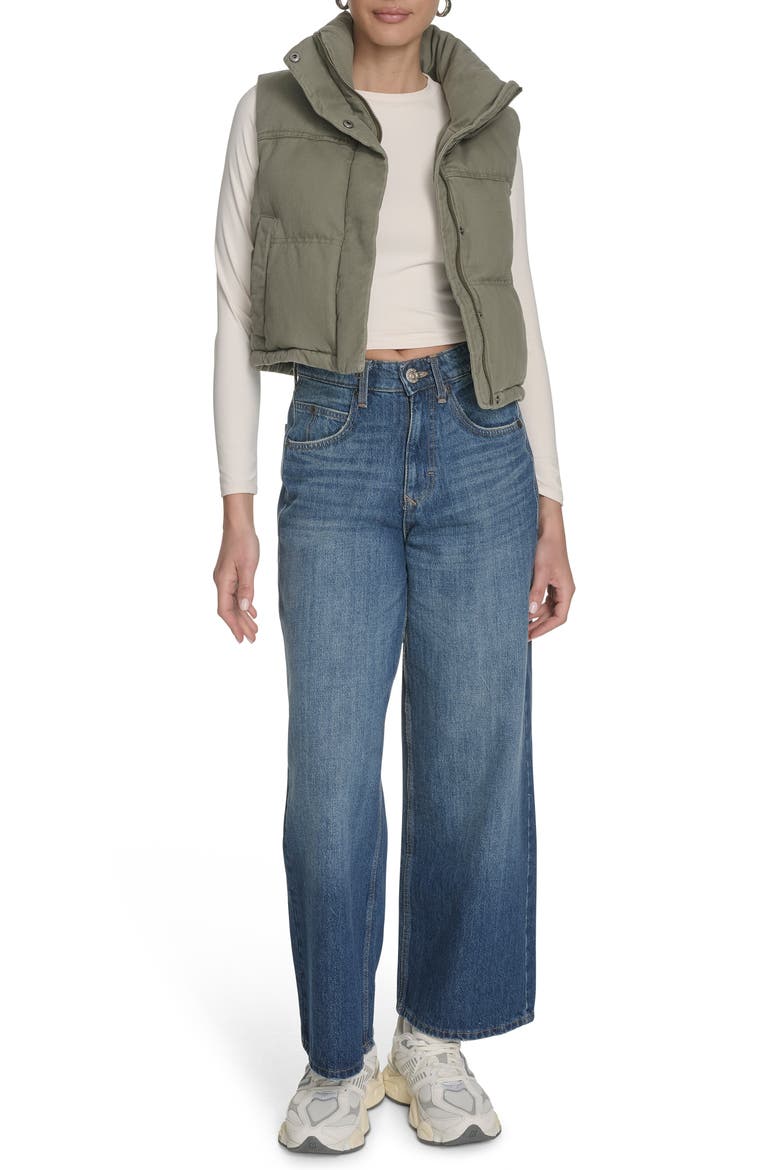 Cotton Crop Puffer Vest, Alternate, color, LIGHT OLIVE
