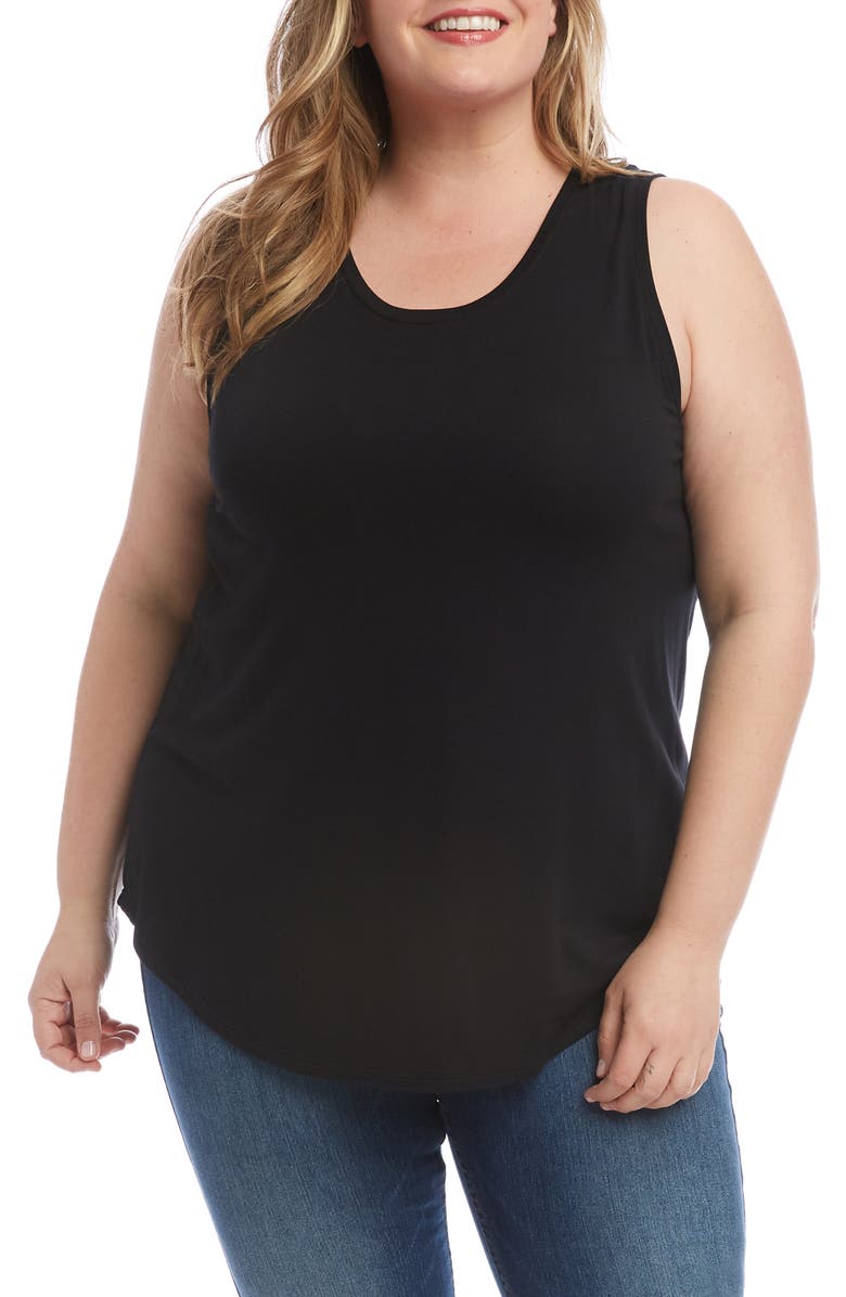 Karen Kane Shirttail Tank, Main, color, Black