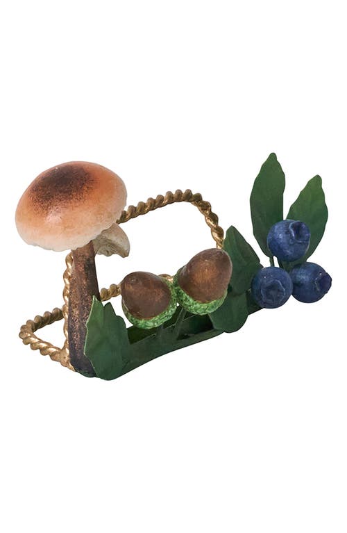 Juliska Forest Walk Mushroom & Acorns Set Of 4 Place Card Holders In Green