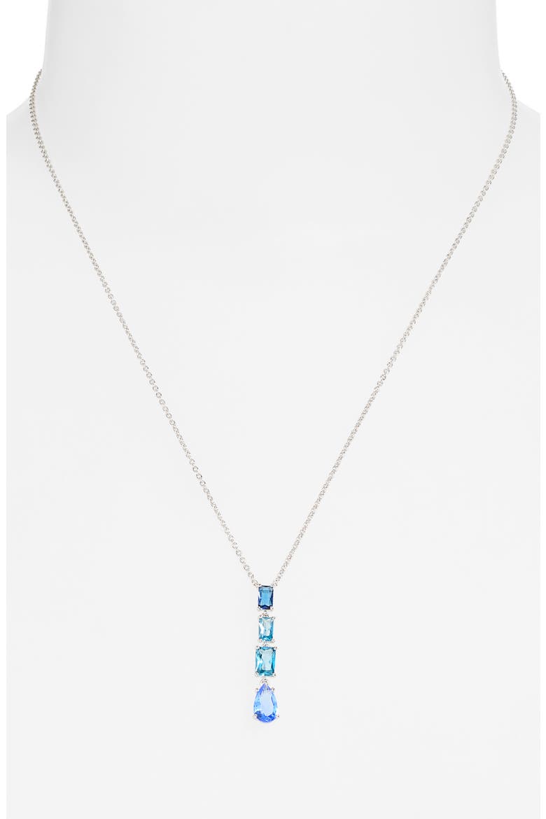 Spencer Blue Cubic Zirconia Y-Necklace, Alternate, color, RHODIUM