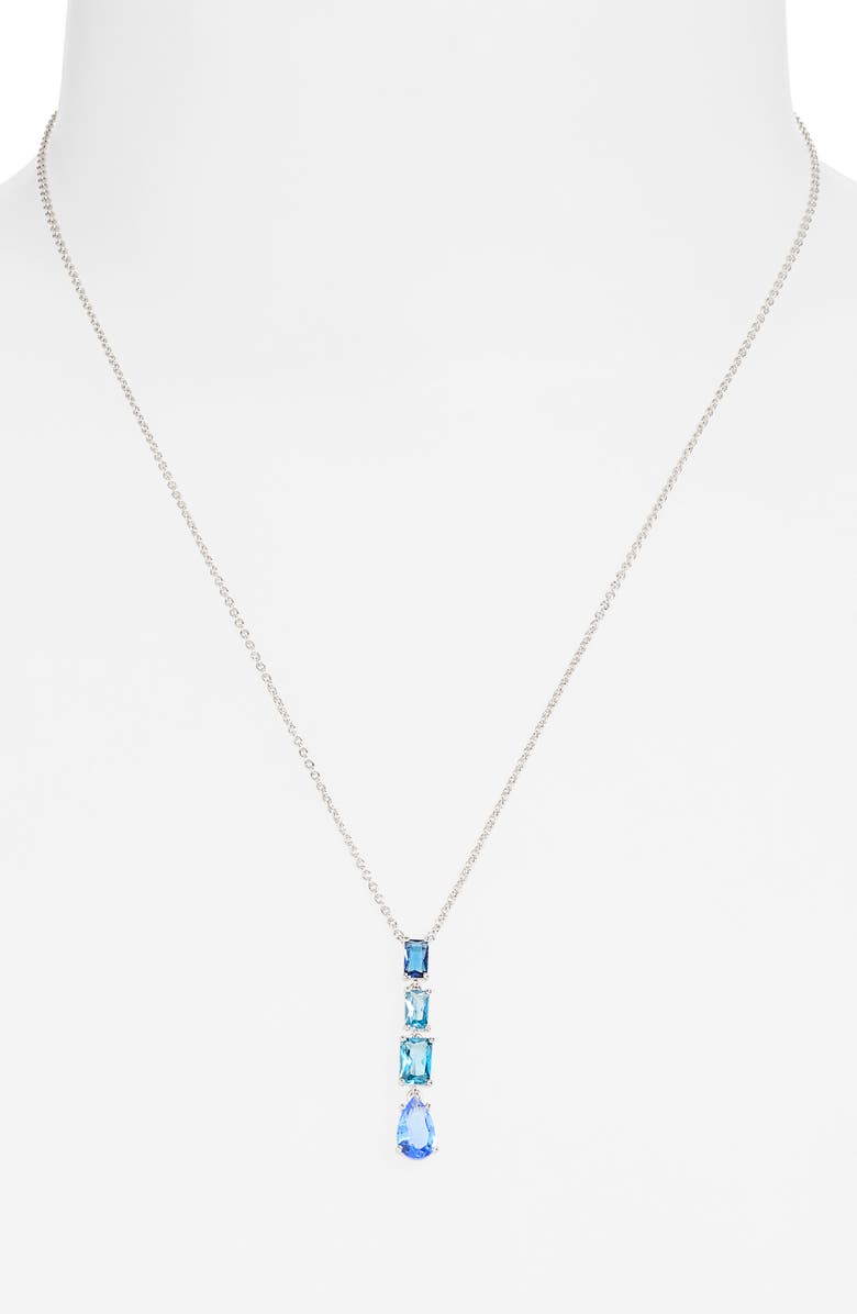 Nadri Spencer Blue Cubic Zirconia Y-Necklace, Alternate, color, Rhodium