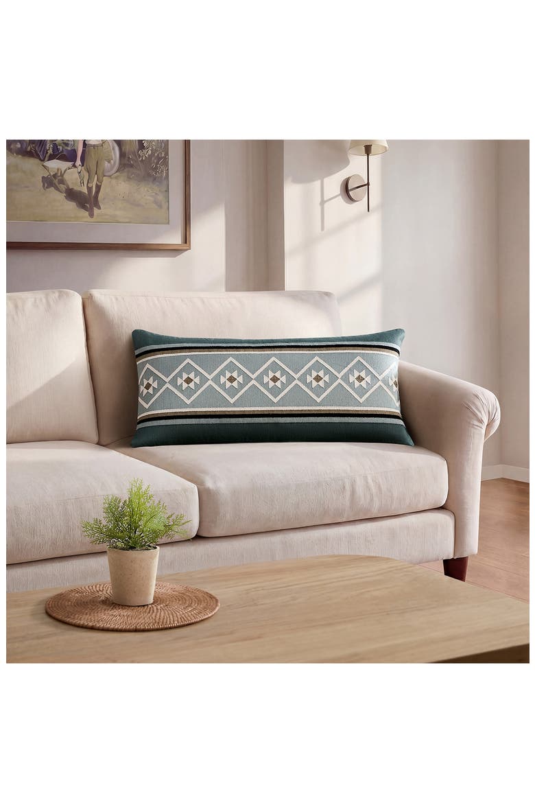 Quilted Star Lumbar Pillow, Alternate, color, BALSAM GREEN