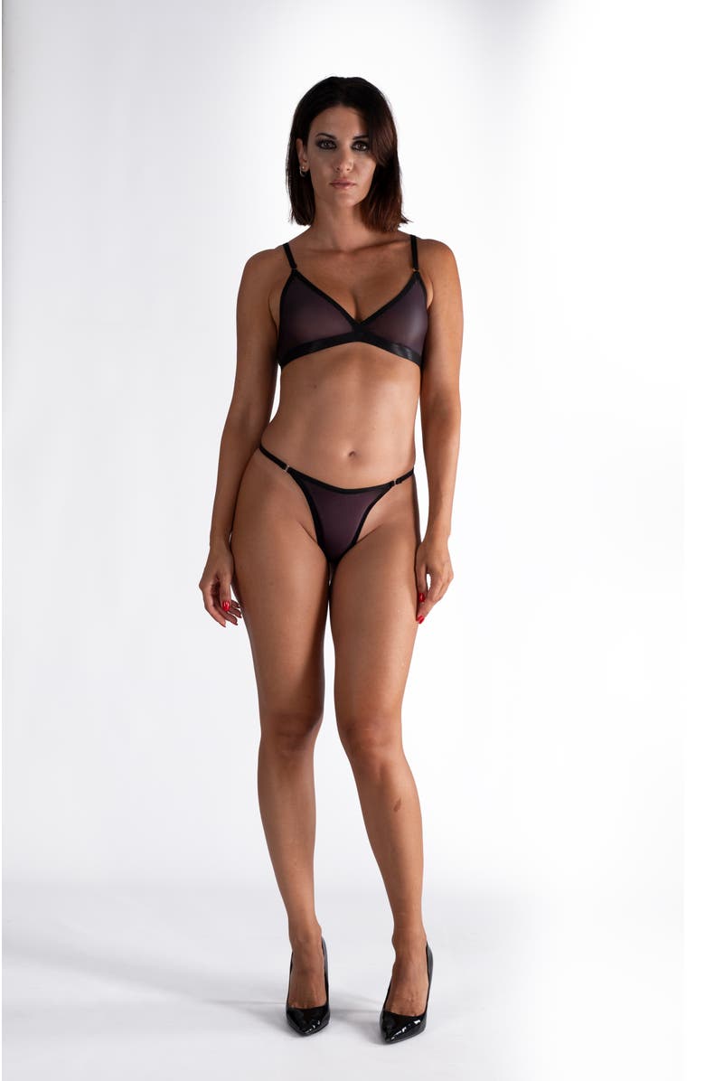 LECHERY<sup>®</sup> Lustrous Sheer Triangle Bralette, Alternate, color, Black