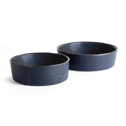 Studio Decorative Low Bowls, Set of 2 - Navy, Handcrafted