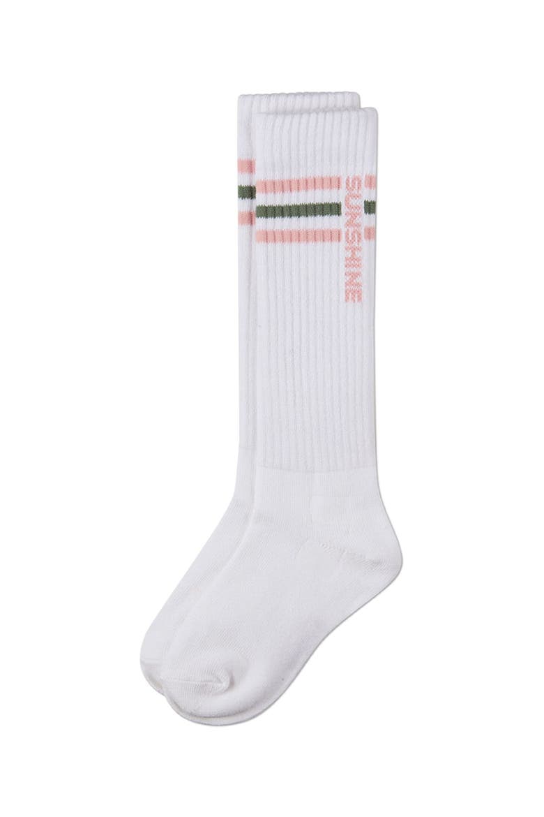Sunshine Triple-Stripe Ribbed Knee High Sock, Alternate, color, Pink