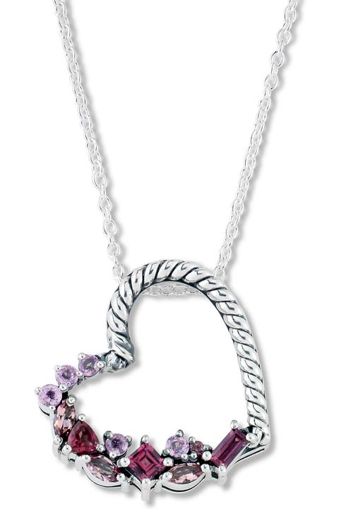 Sterling Silver Gemstone Heart Pendant Necklace