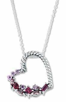 SAMUEL B. Sterling Silver Gemstone Heart Pendant Necklace