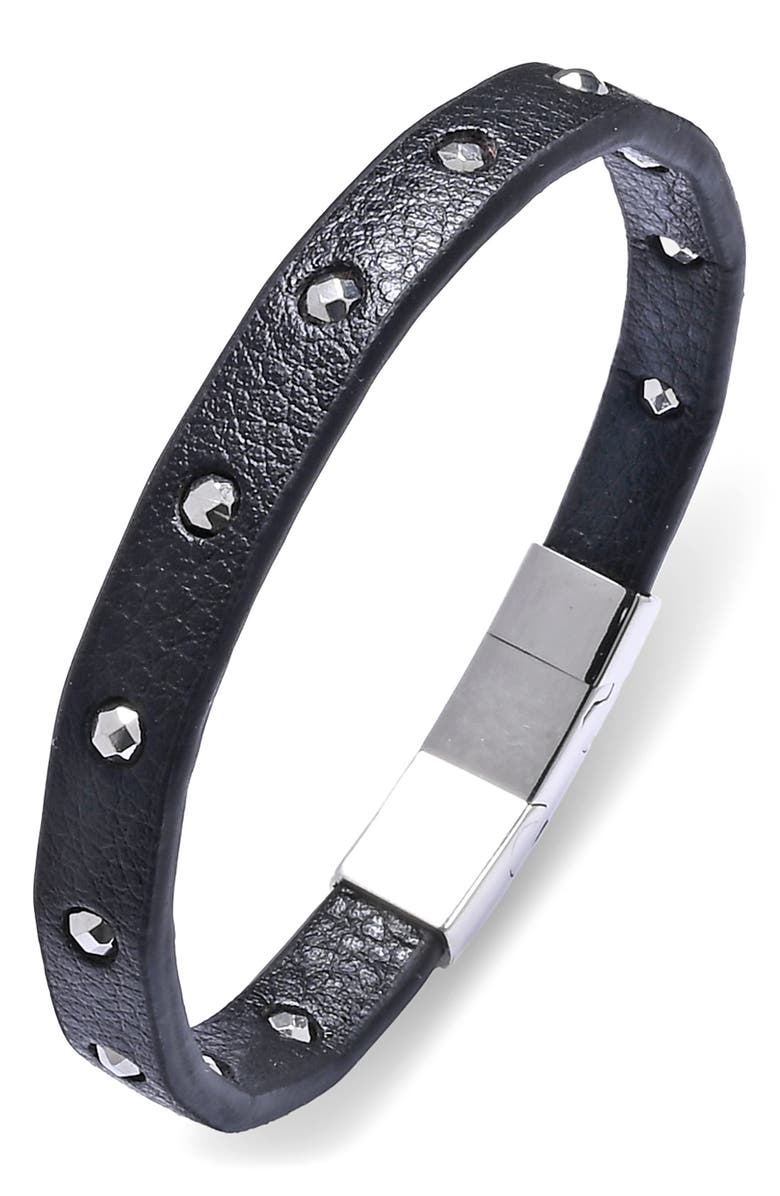 EYE CANDY LOS ANGELES Men's Midnight Studded Leather Bracelet, Alternate, color, 