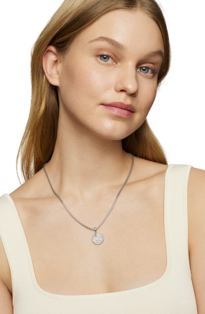 David Yurman Elements<sup>®</sup> Disc Pendant in Sterling Silver with Pavé Diamonds, Alternate, color, Sterling Silver