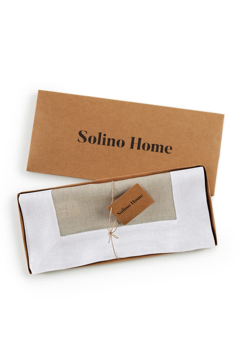 Linen Table Runner - Contempo, Alternate, color, White and Natural
