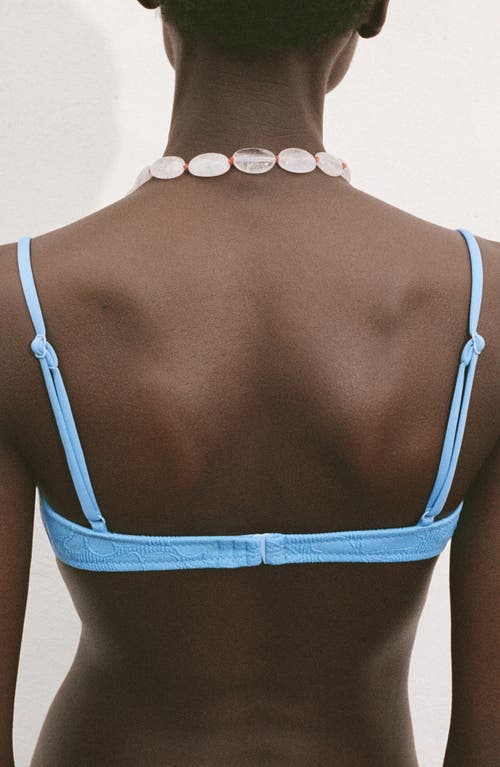 Mango Floral Embroidered Bikini Top In Blue