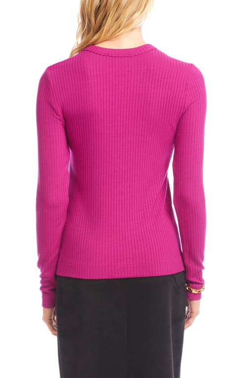 Karen Kane Crewneck Long Sleeve Top In Pink