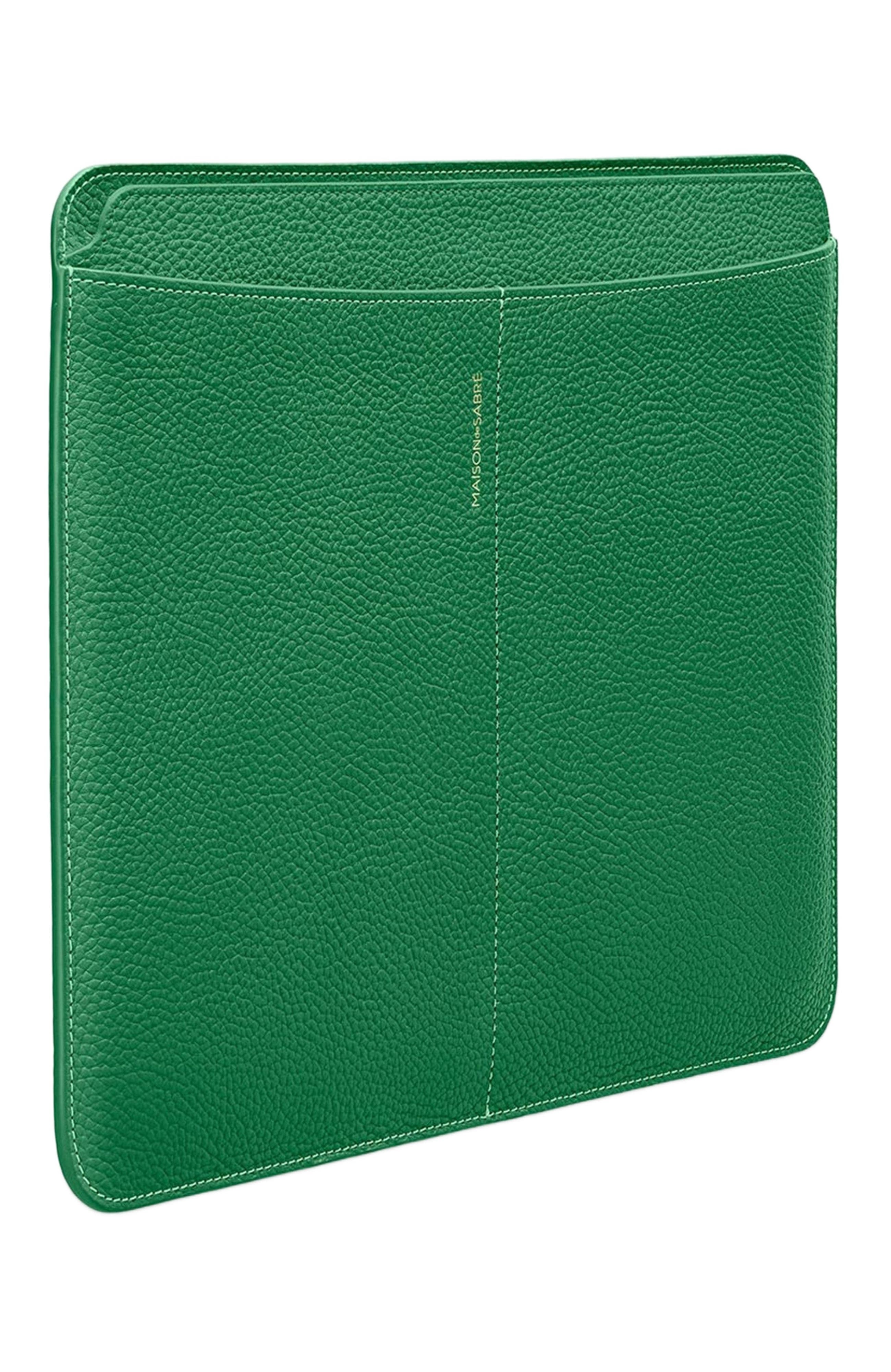 MAISON de SABRÉ Leather Laptop Sleeve, Alternate, color, Emerald Green