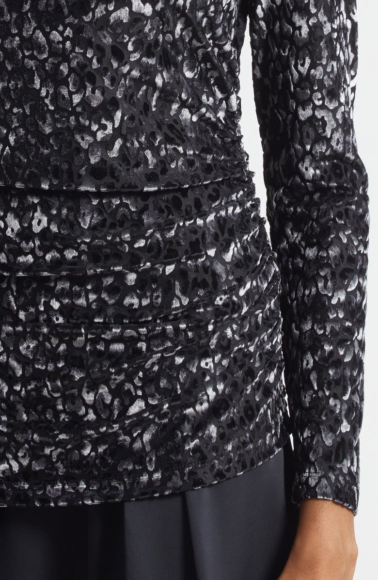 Ramy Brook Lira Platinum Jacquard Shirt, Alternate, color, Black Leopard Burnout