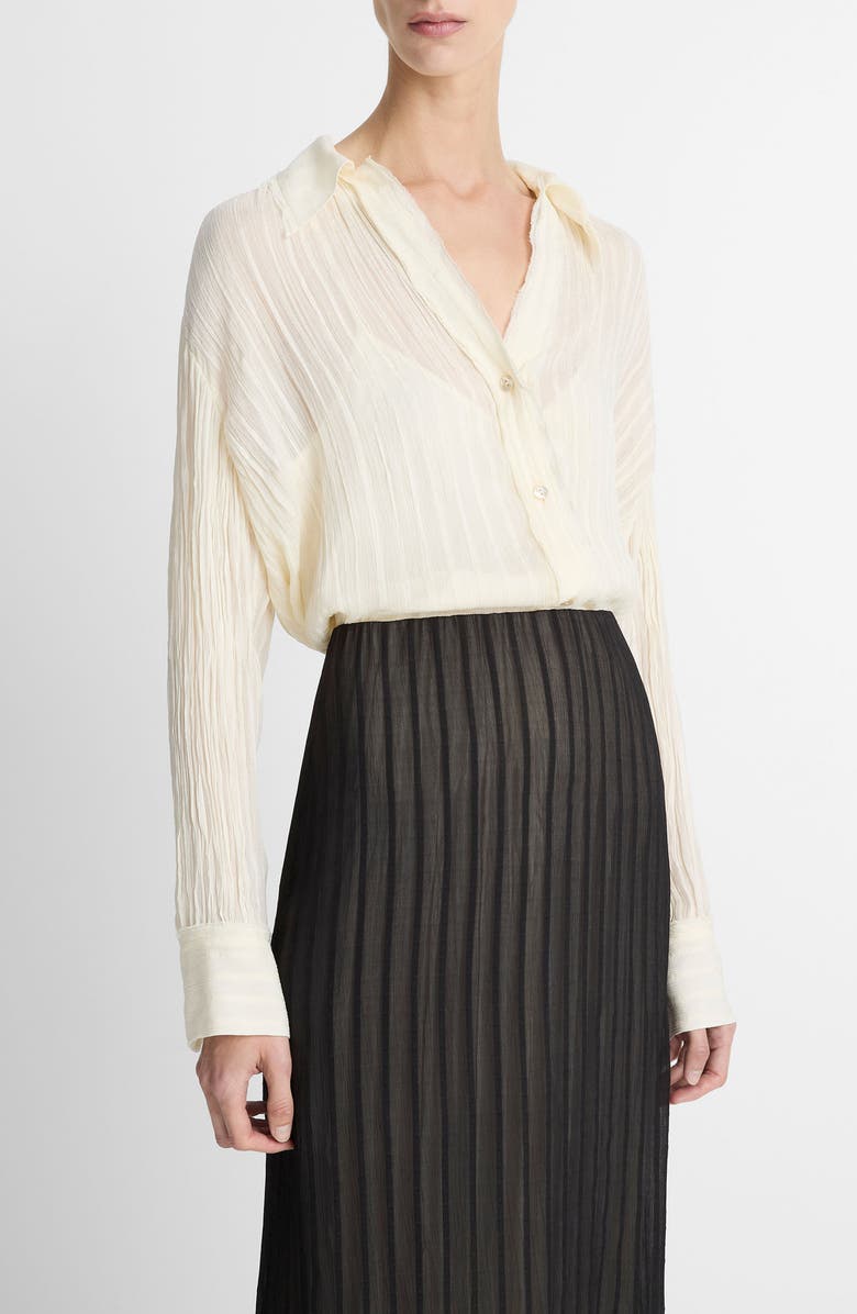 Vince Crushed Stripe Shirt, Alternate, color, Off White