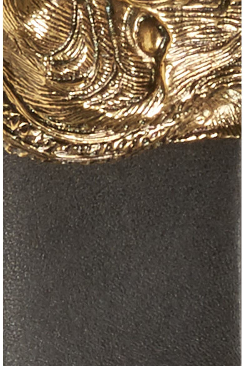 Tiger Buckle Leather Belt, Alternate, color, BLACK