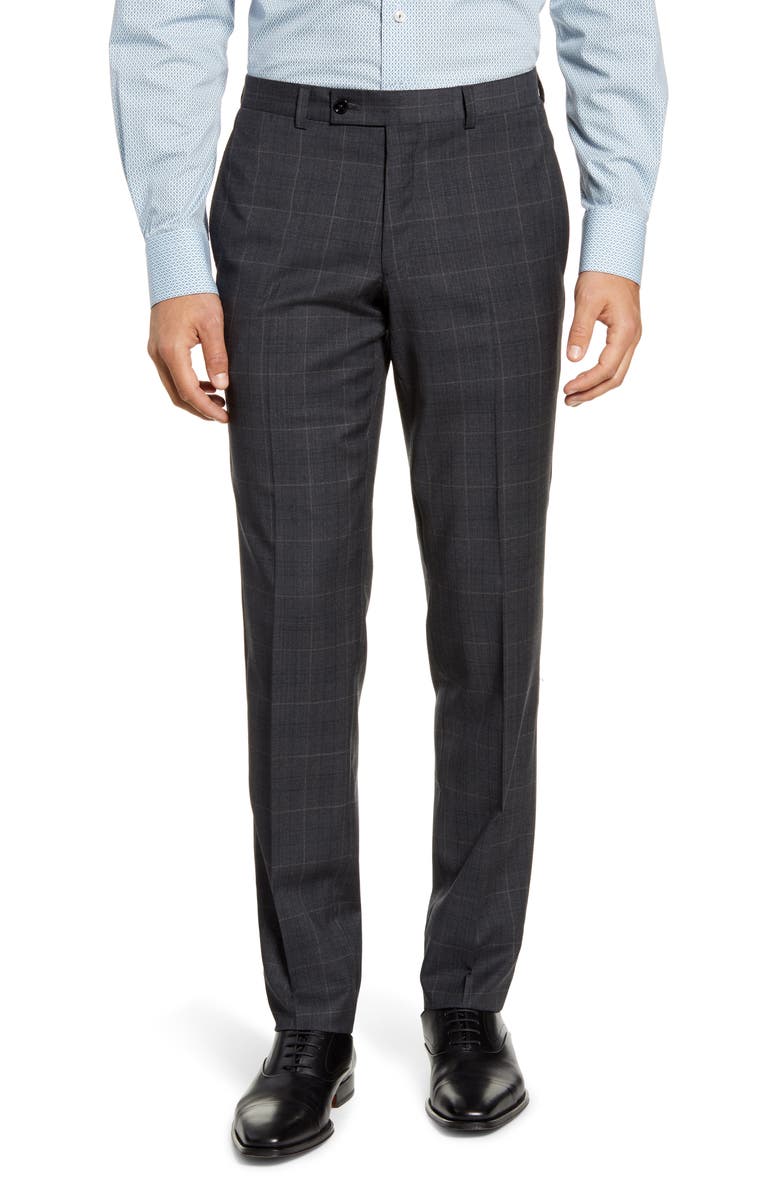 Ted Baker London Johnson Flat Front Plaid Wool Dress Pants, Main, color,