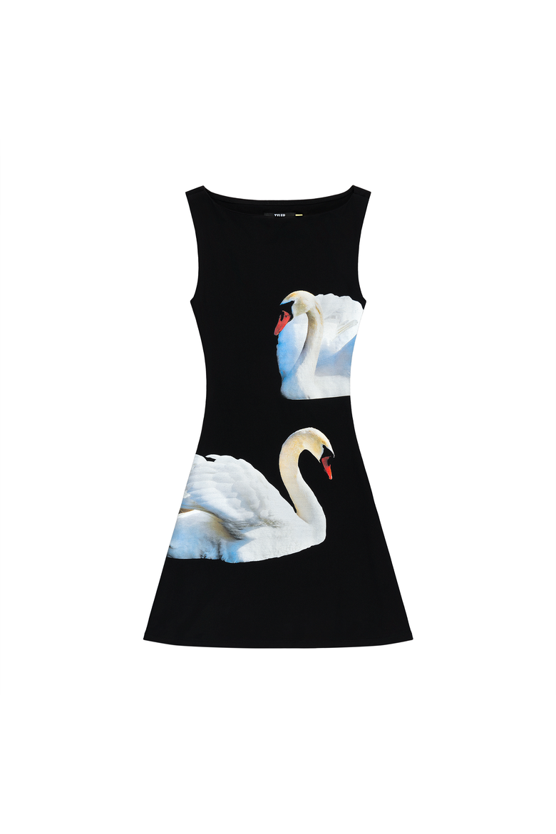 Swan Mini Dress, Alternate, color, Swan