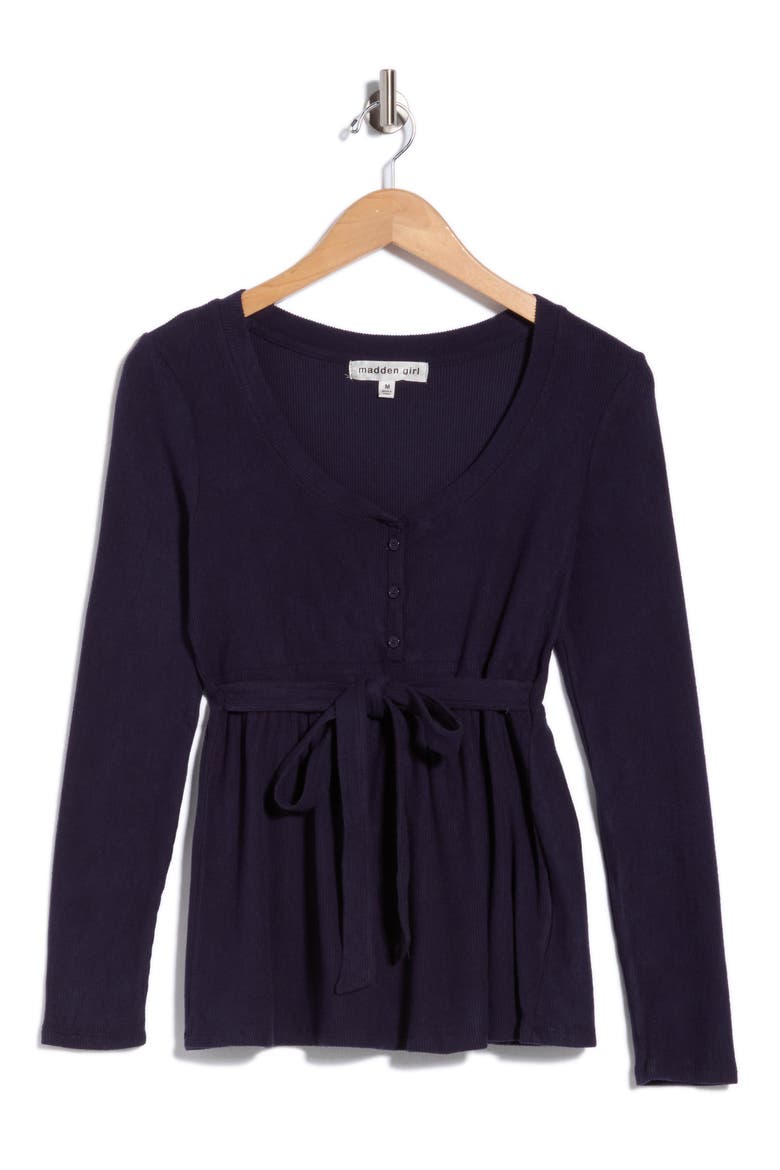 Henley Babydoll Top, Alternate, color, NAVY